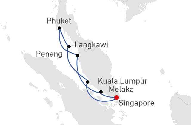 Malay Peninsula Treasures routekaart