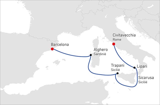A Journey of Storied Italian Islands &amp; Starry Spanish Night route